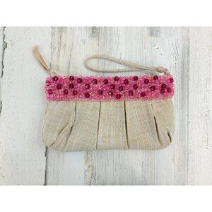 Banana Republic Pink Beaded Clutch Purse Wristlet